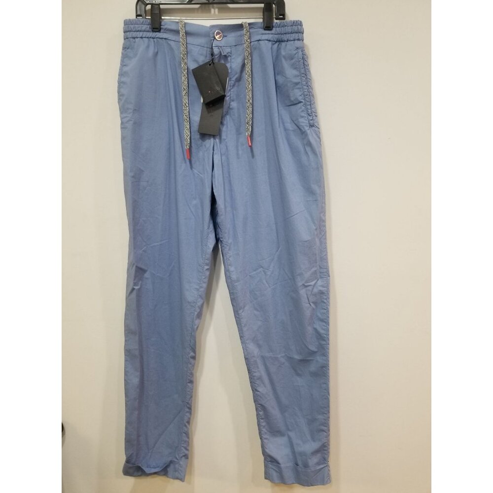 Kiton Men's Blue Cotton Stretch Joggers Size 33-New With Tags.